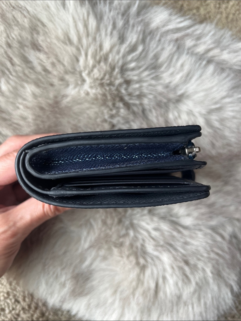 Coach Navy Blue Leather Bifold Medium Corner Zip Wallet - Picture 9 of 9
